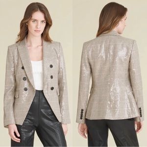 Veronica Beard Miller Sequin Plaid Cutaway Dickey Jacket Blazer 8